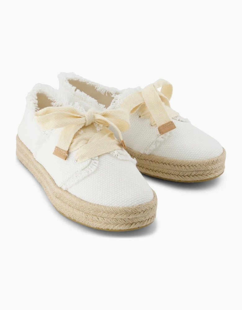 Carolina Lace Up Cotton Women's White Beachside Flip Flops