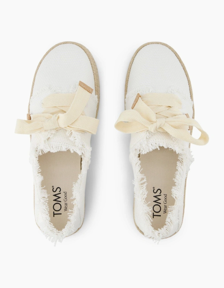 Carolina Lace Up Cotton Women's White Beachside Flip Flops