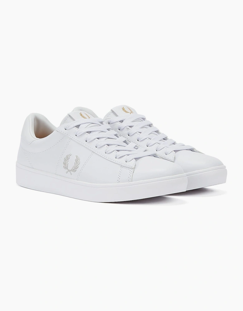 Spencer Leather Mens White / Silver Trainers
