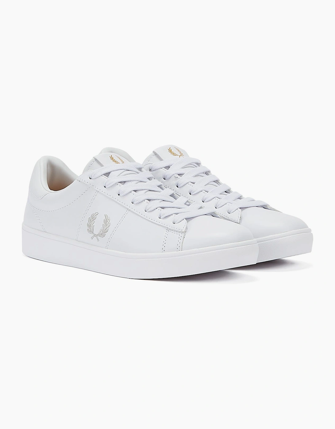 Spencer Leather Mens White / Silver Trainers, 9 of 8