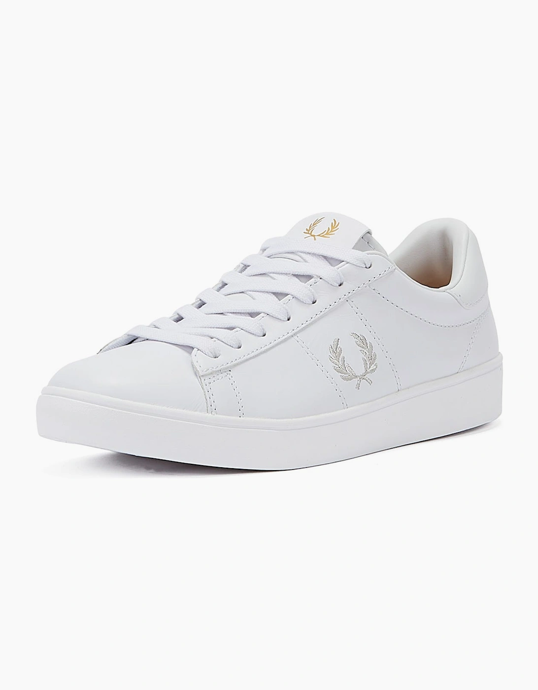 Spencer Leather Mens White / Silver Trainers