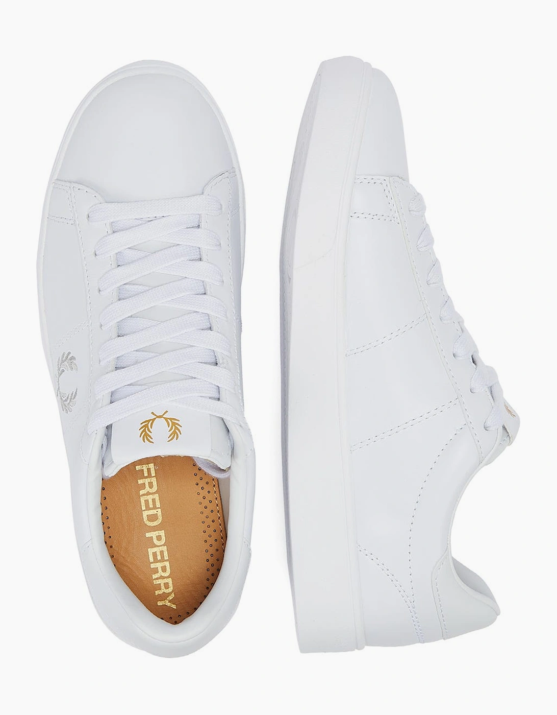 Spencer Leather Mens White / Silver Trainers