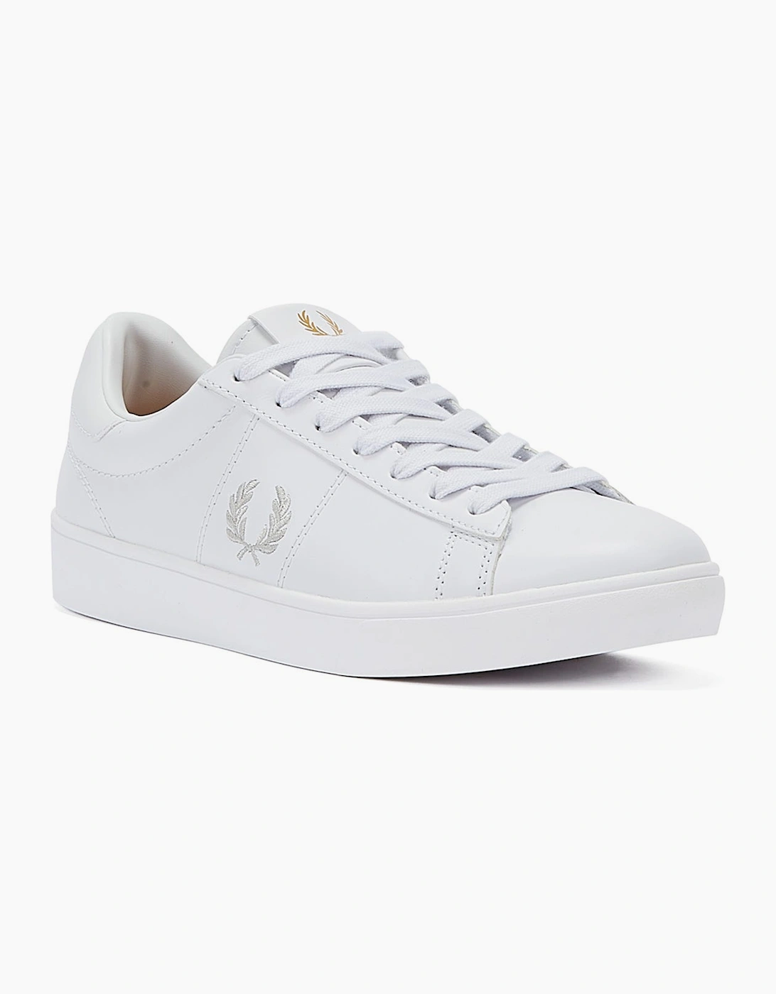 Spencer Leather Mens White / Silver Trainers