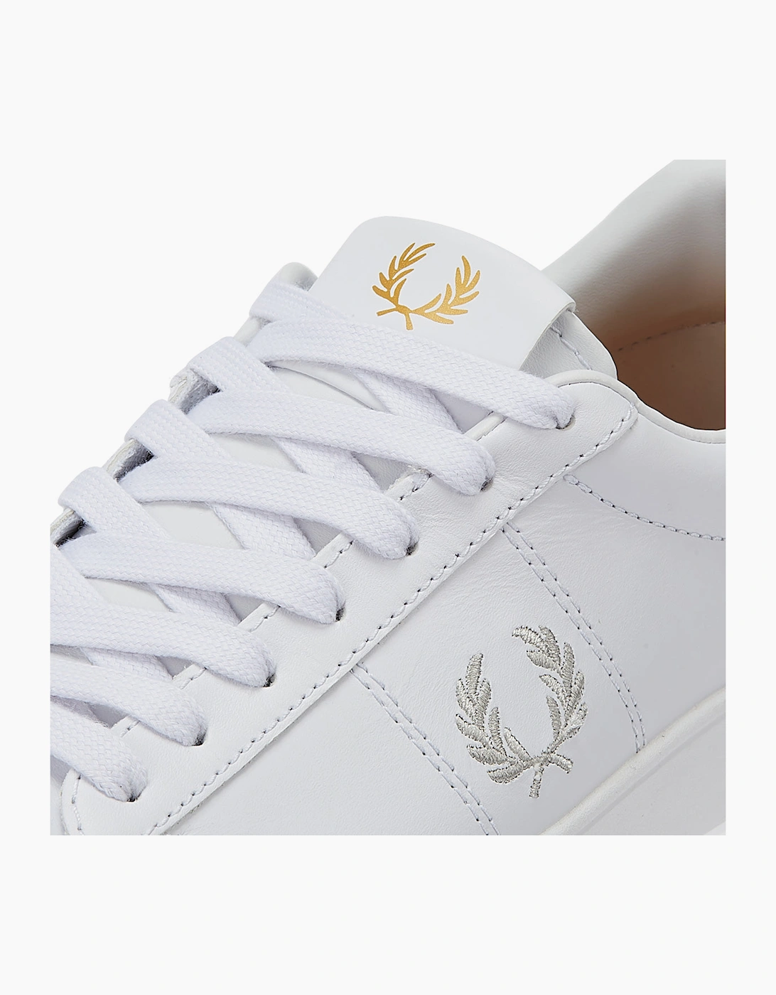 Spencer Leather Mens White / Silver Trainers