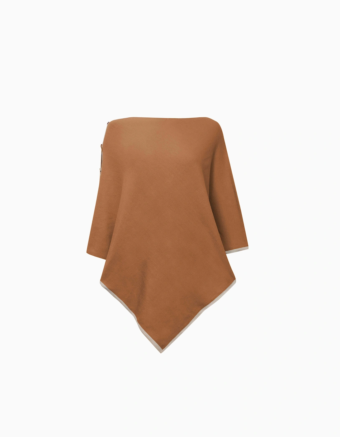 Button Detail Camel Poncho Top