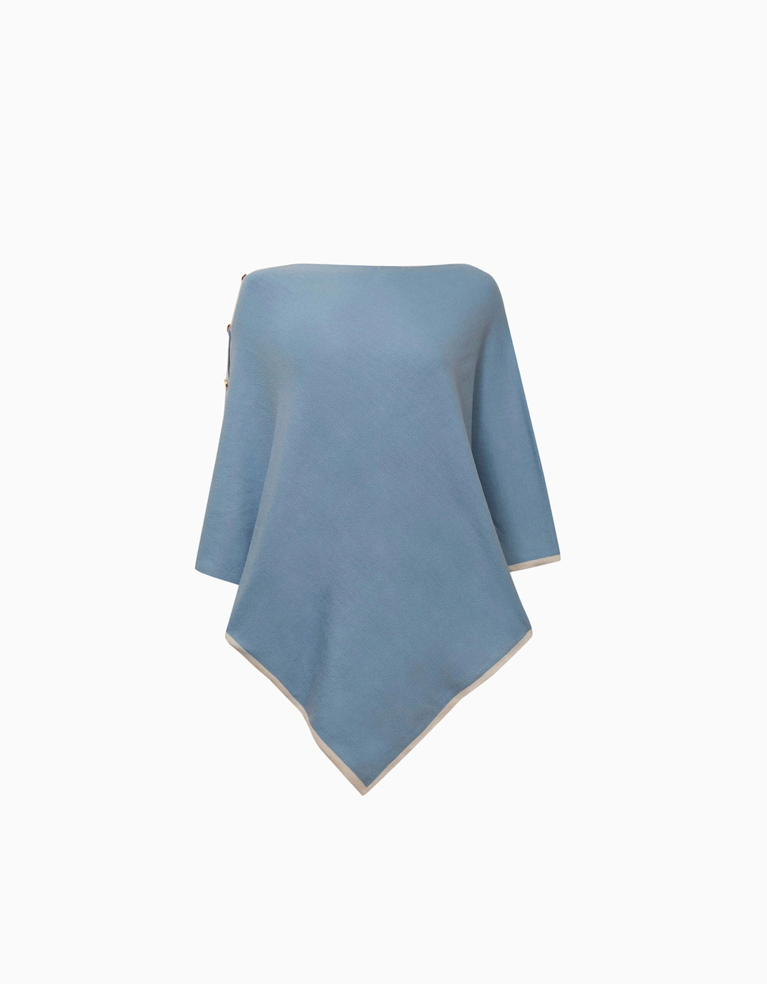 Button Detail Pale Blue Poncho Top