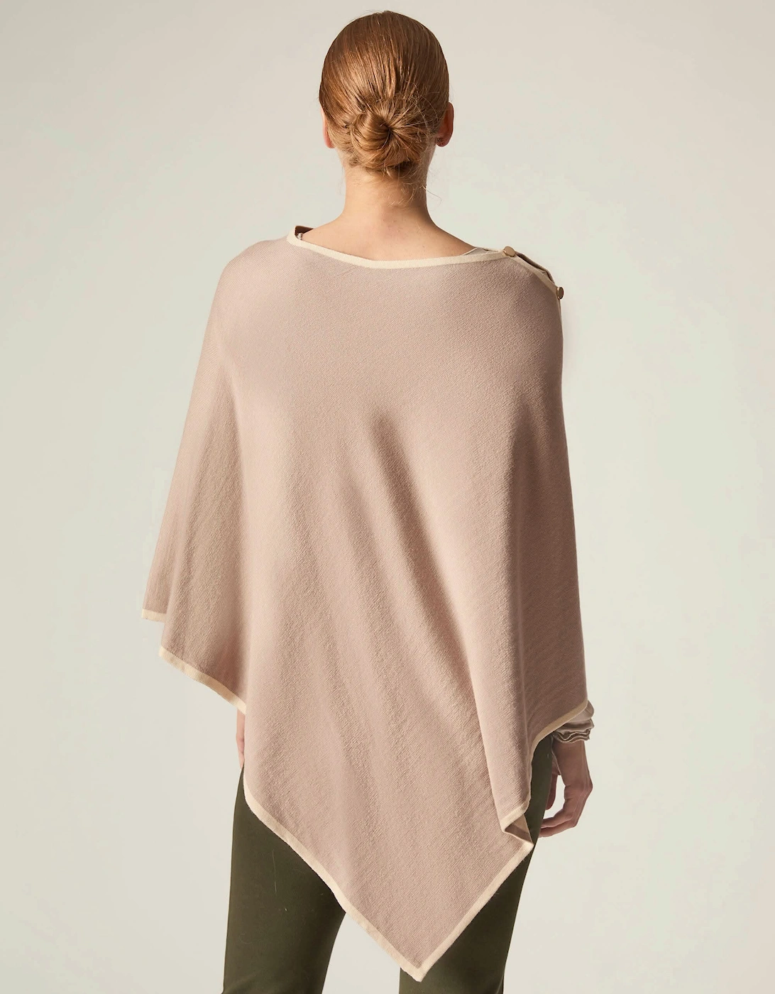 Button Detail Beige Poncho Top