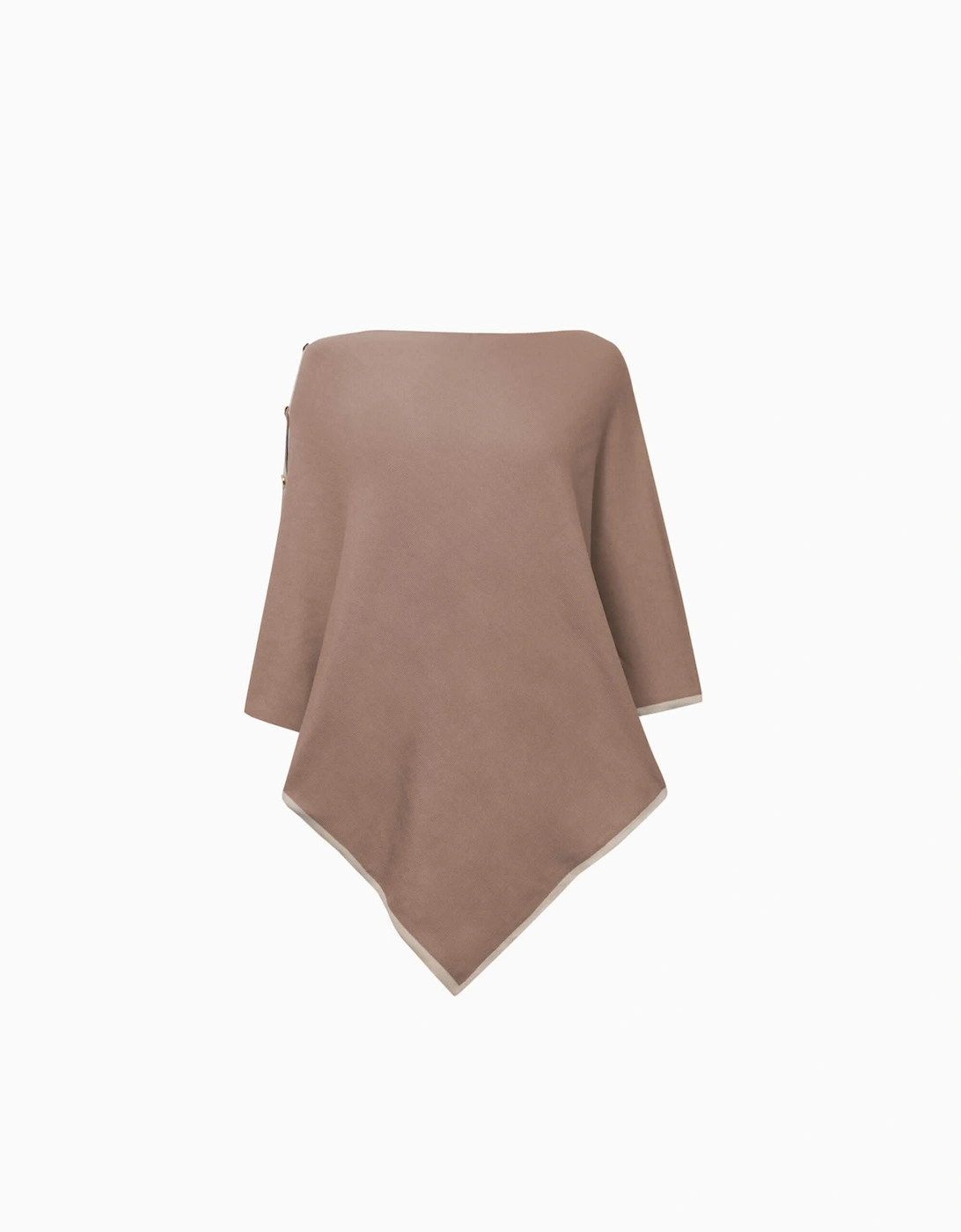 Button Detail Beige Poncho Top