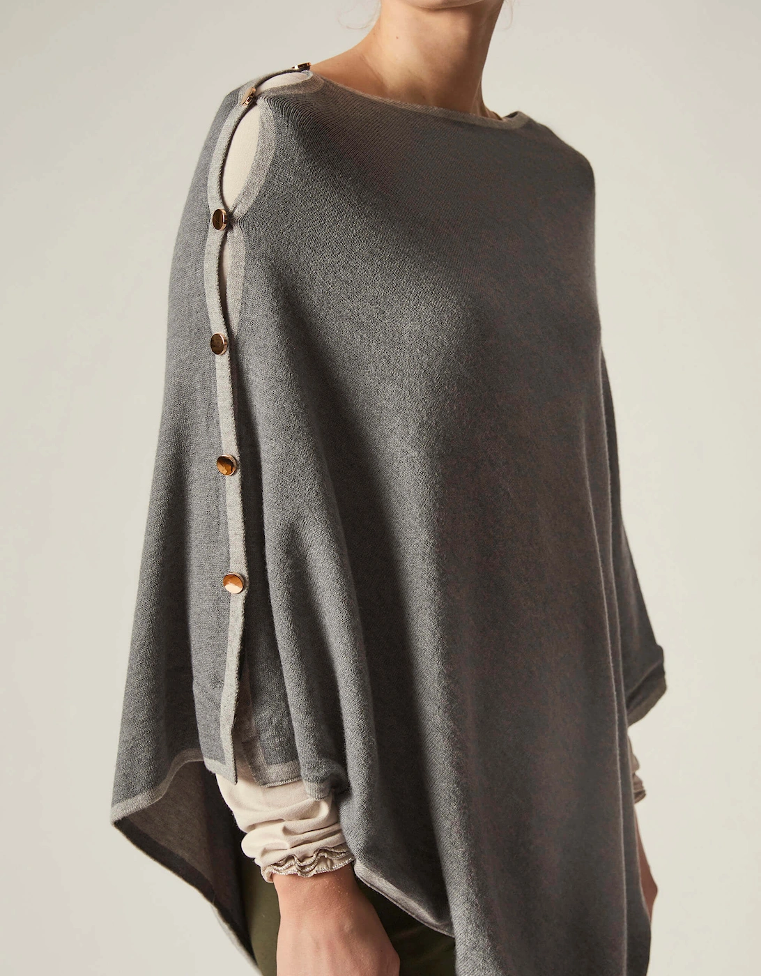 Button Detail Grey Poncho Top, 6 of 5