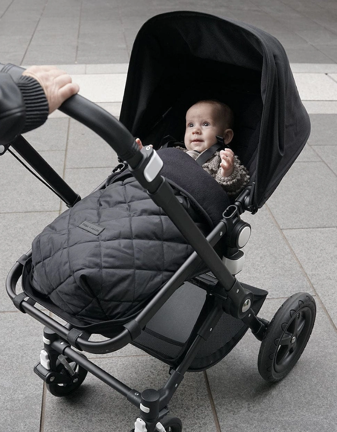 Universal Buggy Footmuff Black Quilted