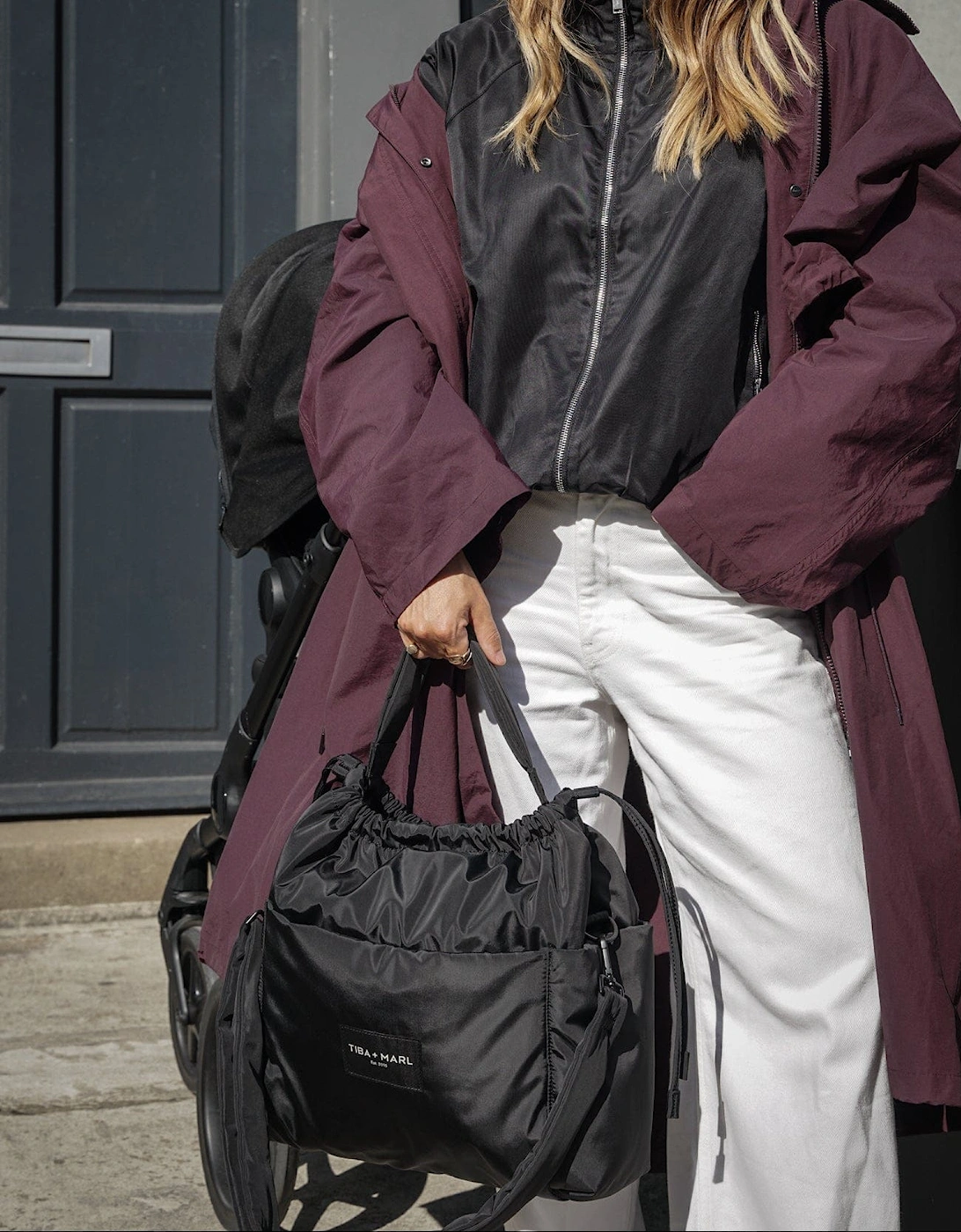 Luna Drawstring Changing Tote Black