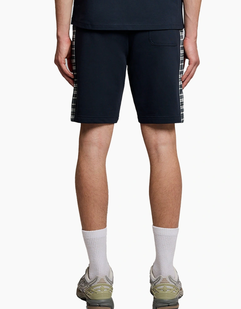 Lyle & Scott Check Panelled Sweat Shorts Dark Navy