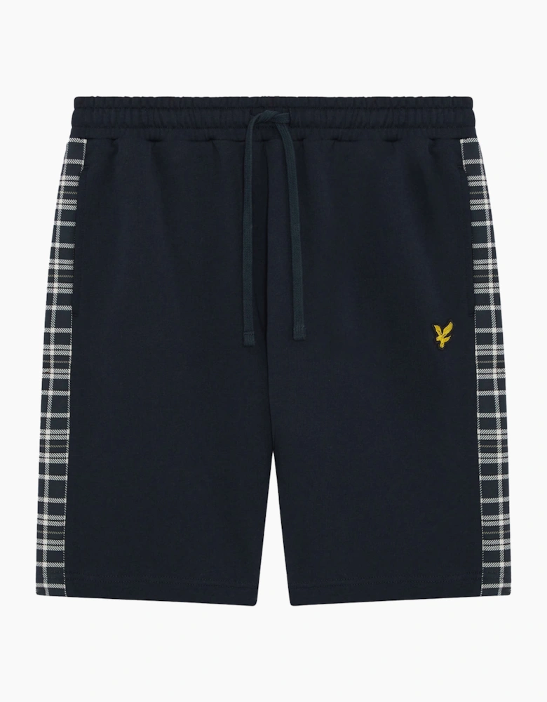 Lyle & Scott Check Panelled Sweat Shorts Dark Navy