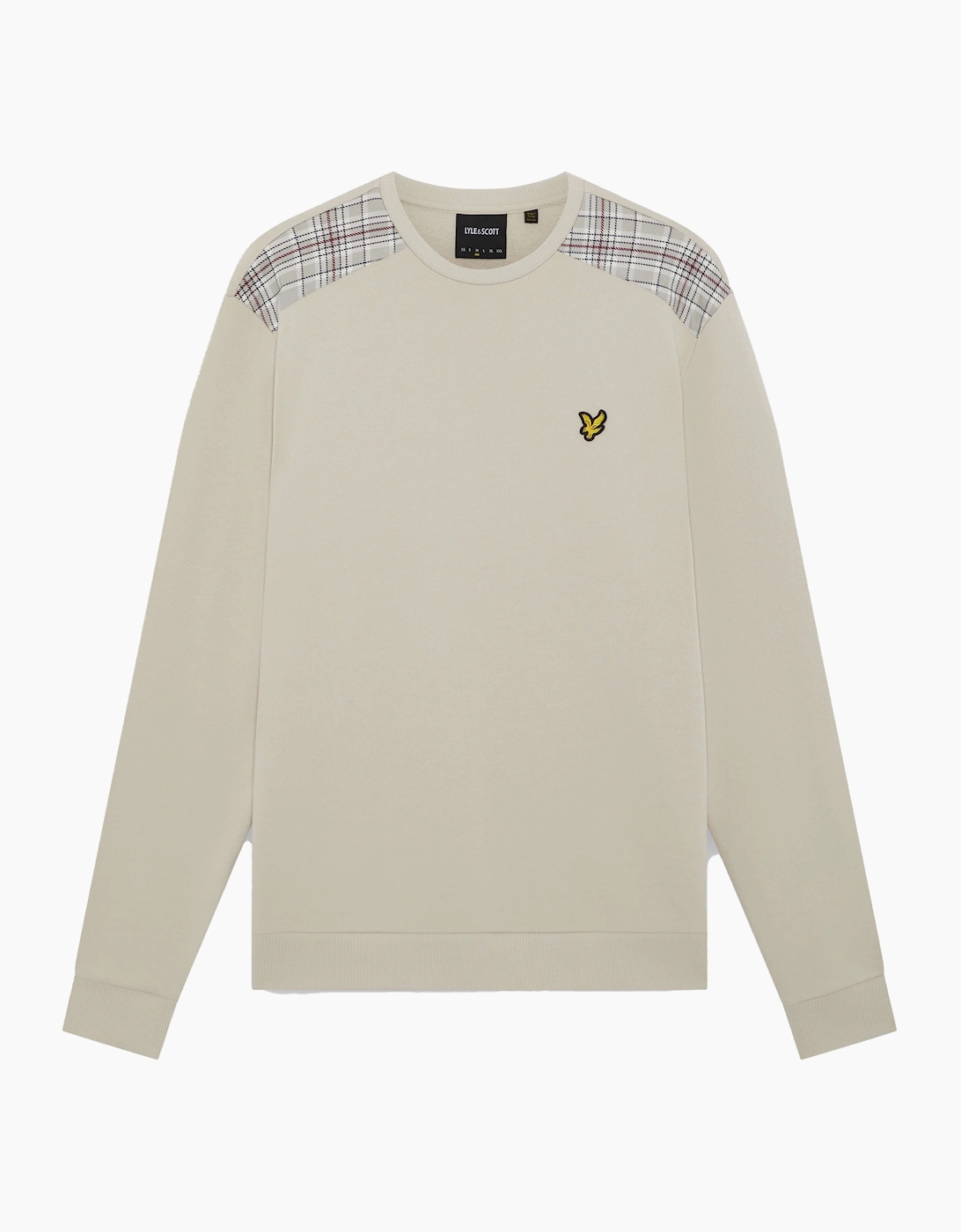 Lyle & Scott Check Panelled Crew Neck Sweatshirt Cove, 5 of 4