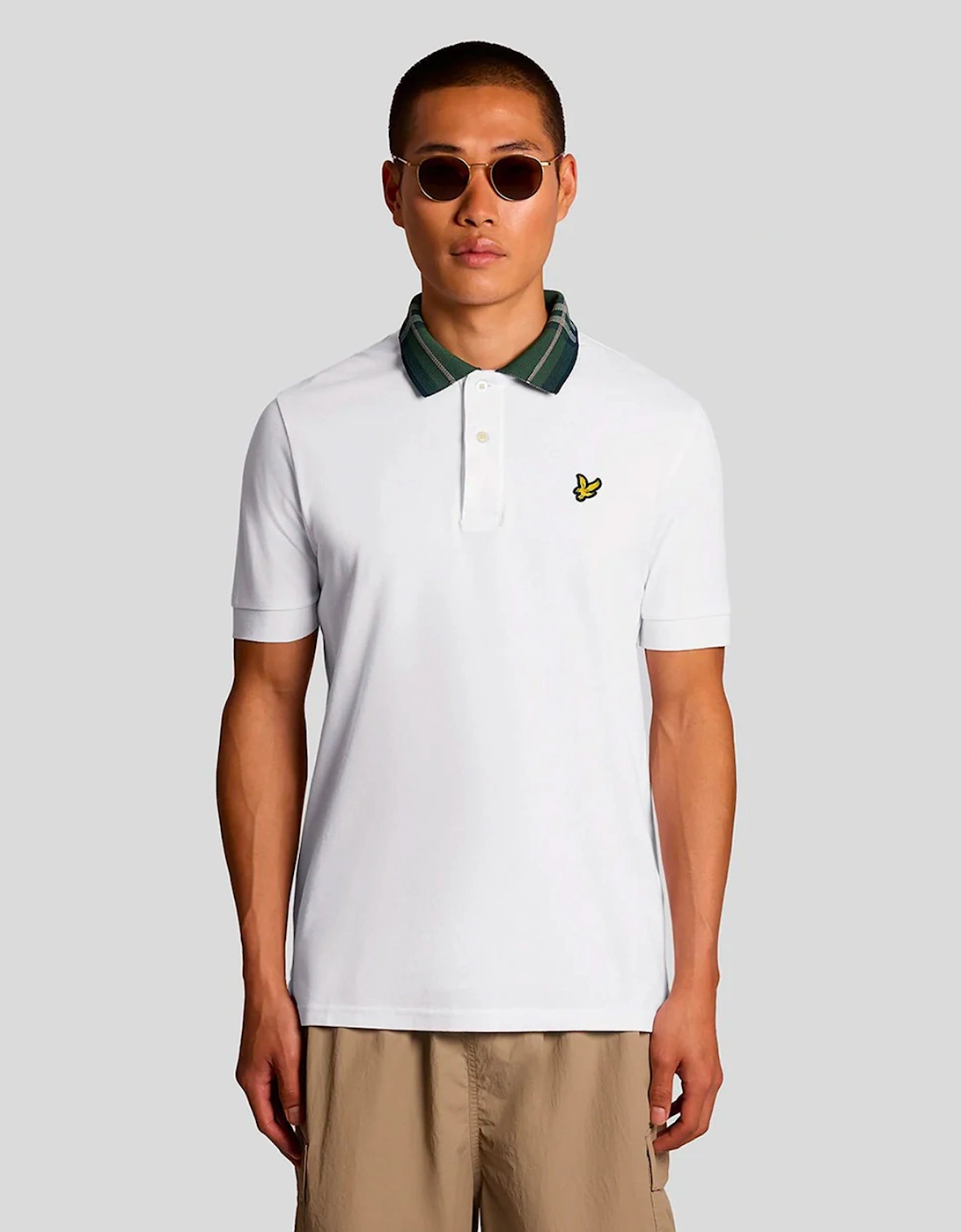 Lyle & Scott Tartan Collar Polo Shirt WHITE