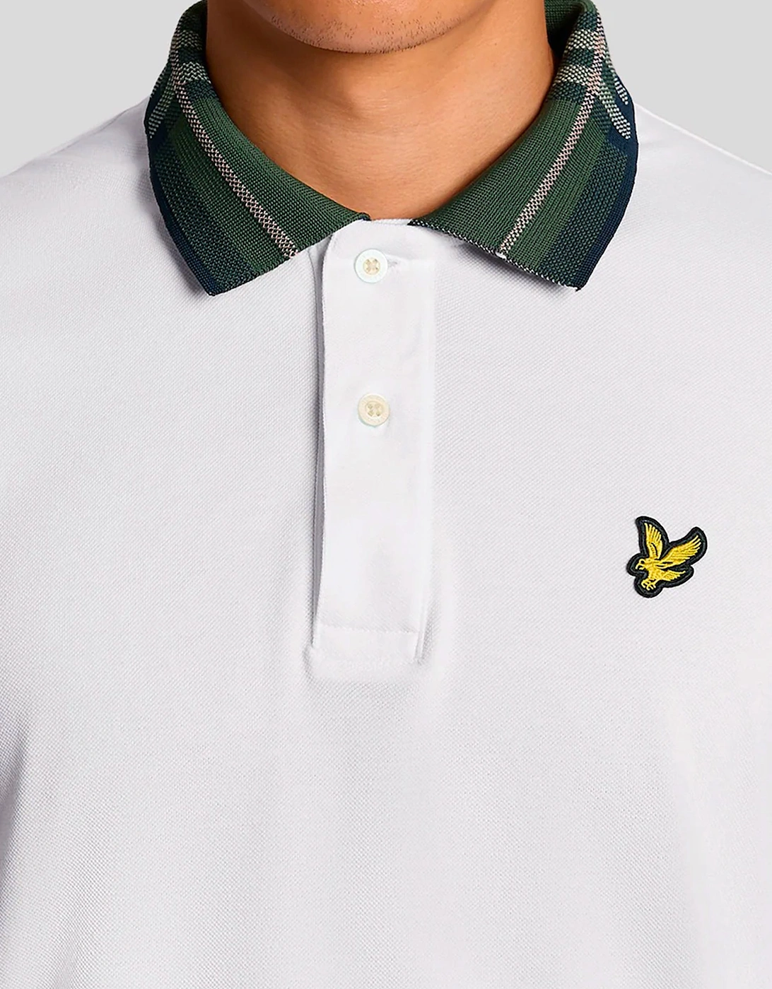 Lyle & Scott Tartan Collar Polo Shirt WHITE