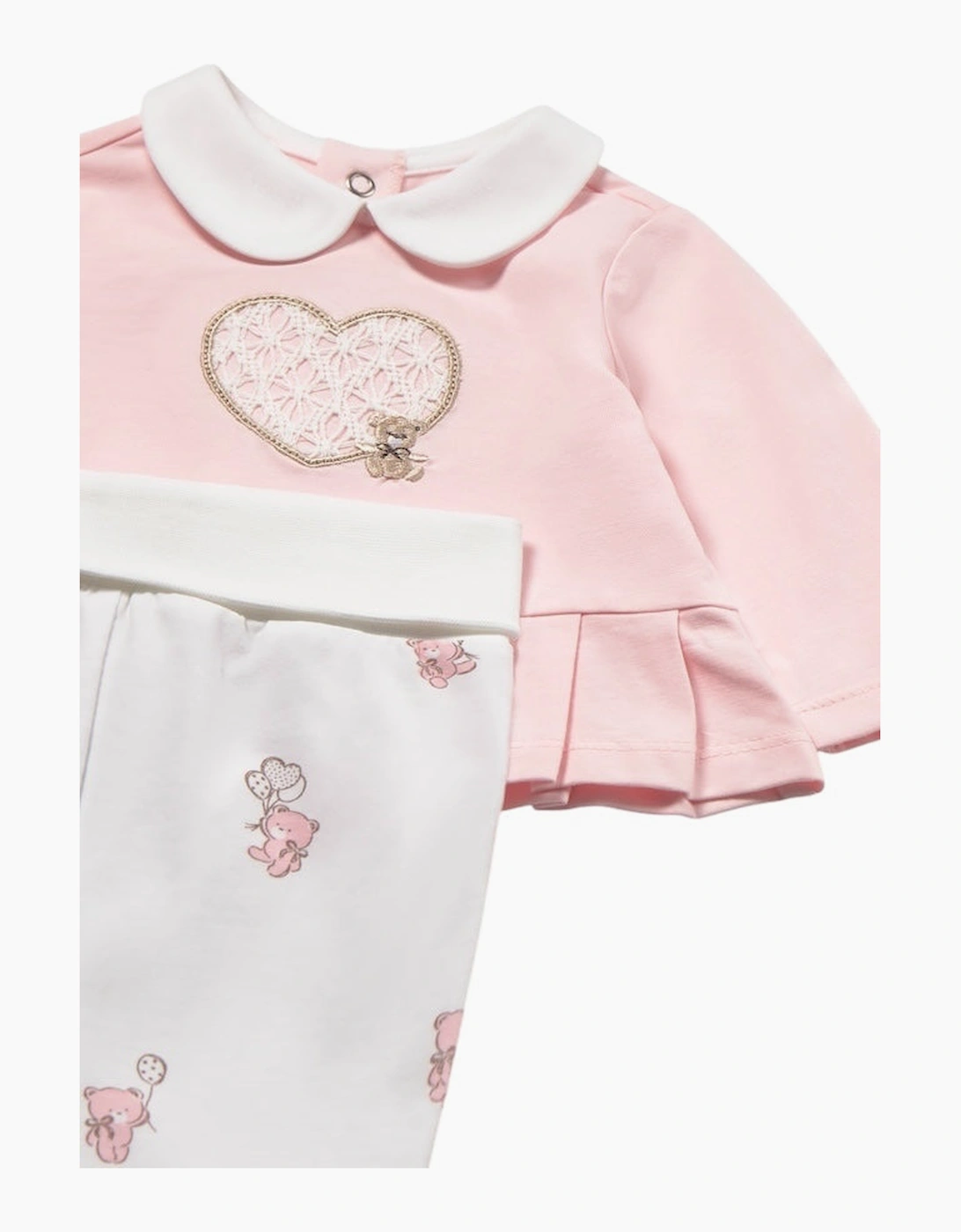 Girls Pale Pink Teddy Bear Pant Set