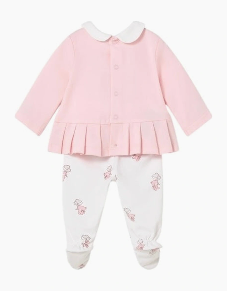 Girls Pale Pink Teddy Bear Pant Set