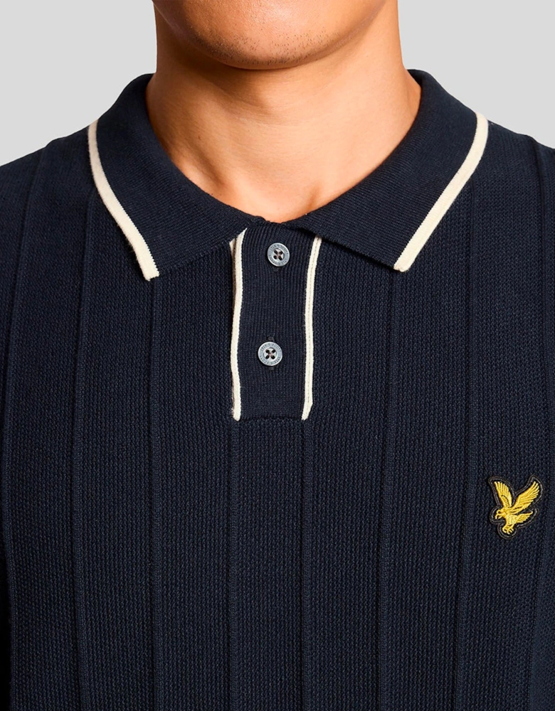Lyle & Scott Tipped Pique Knitted Polo DARK NAVY
