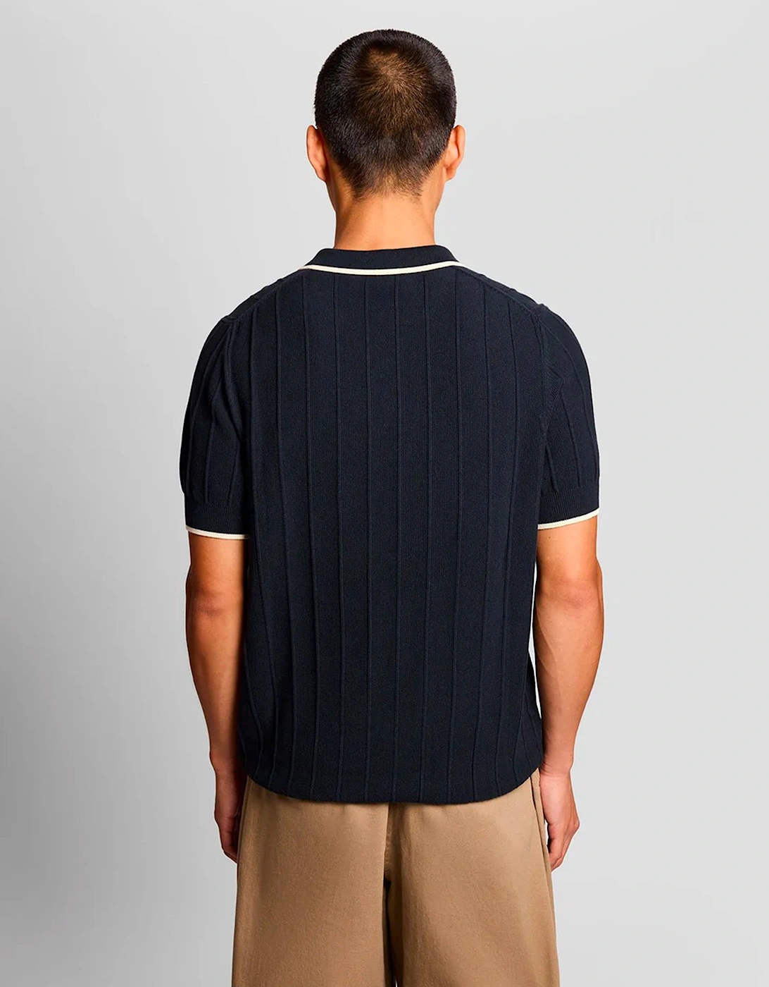 Lyle & Scott Tipped Pique Knitted Polo DARK NAVY
