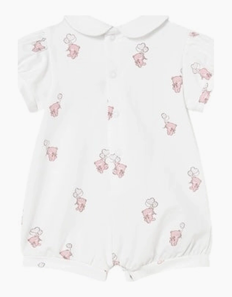Girls Pale Pink Teddy Bear 2 Pack Rompers
