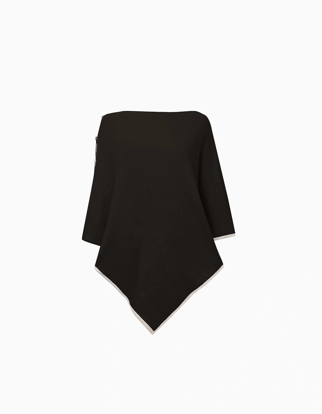 Button Detail Black Poncho Top