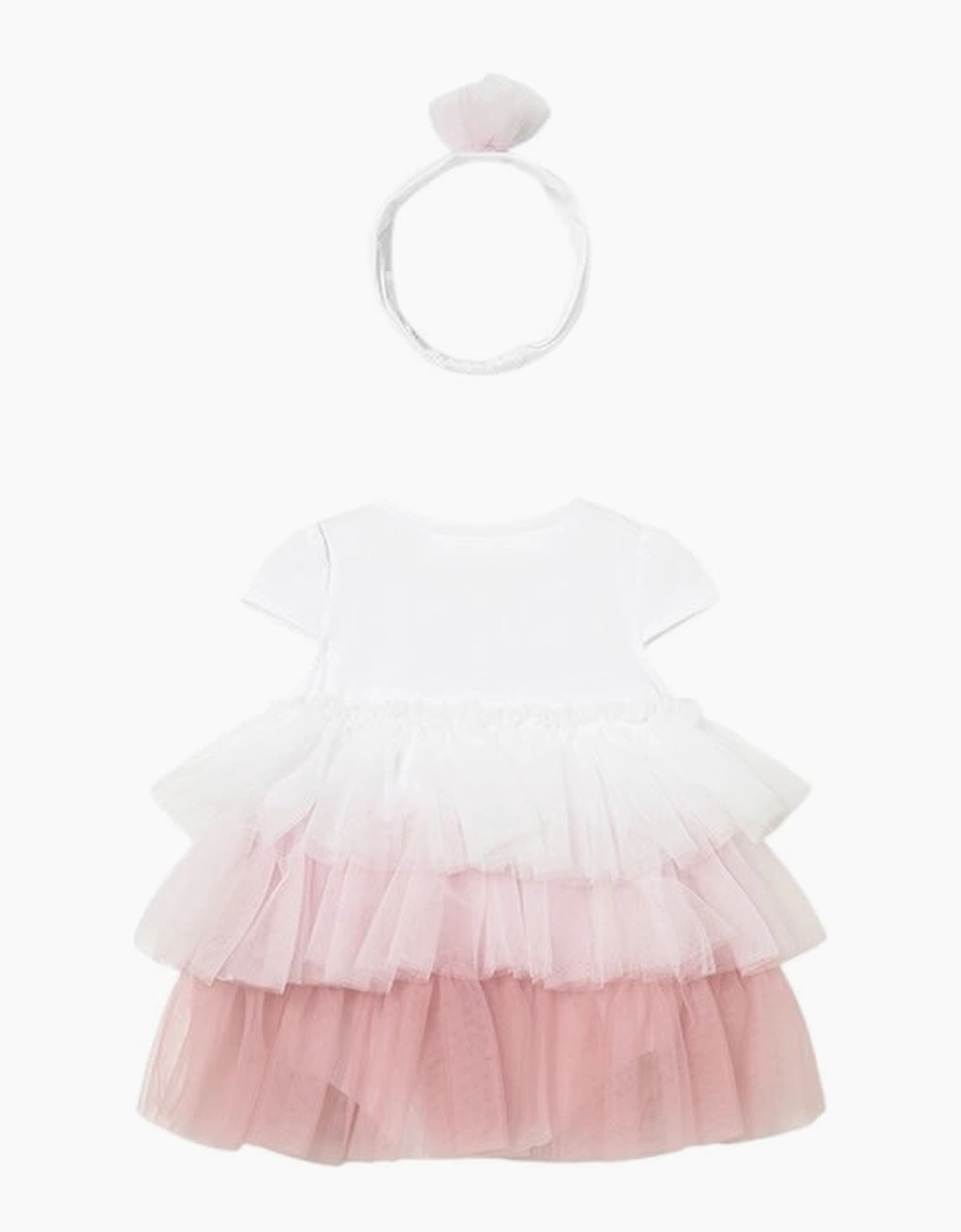 Girls Pale Pink Tulle Layered Romper