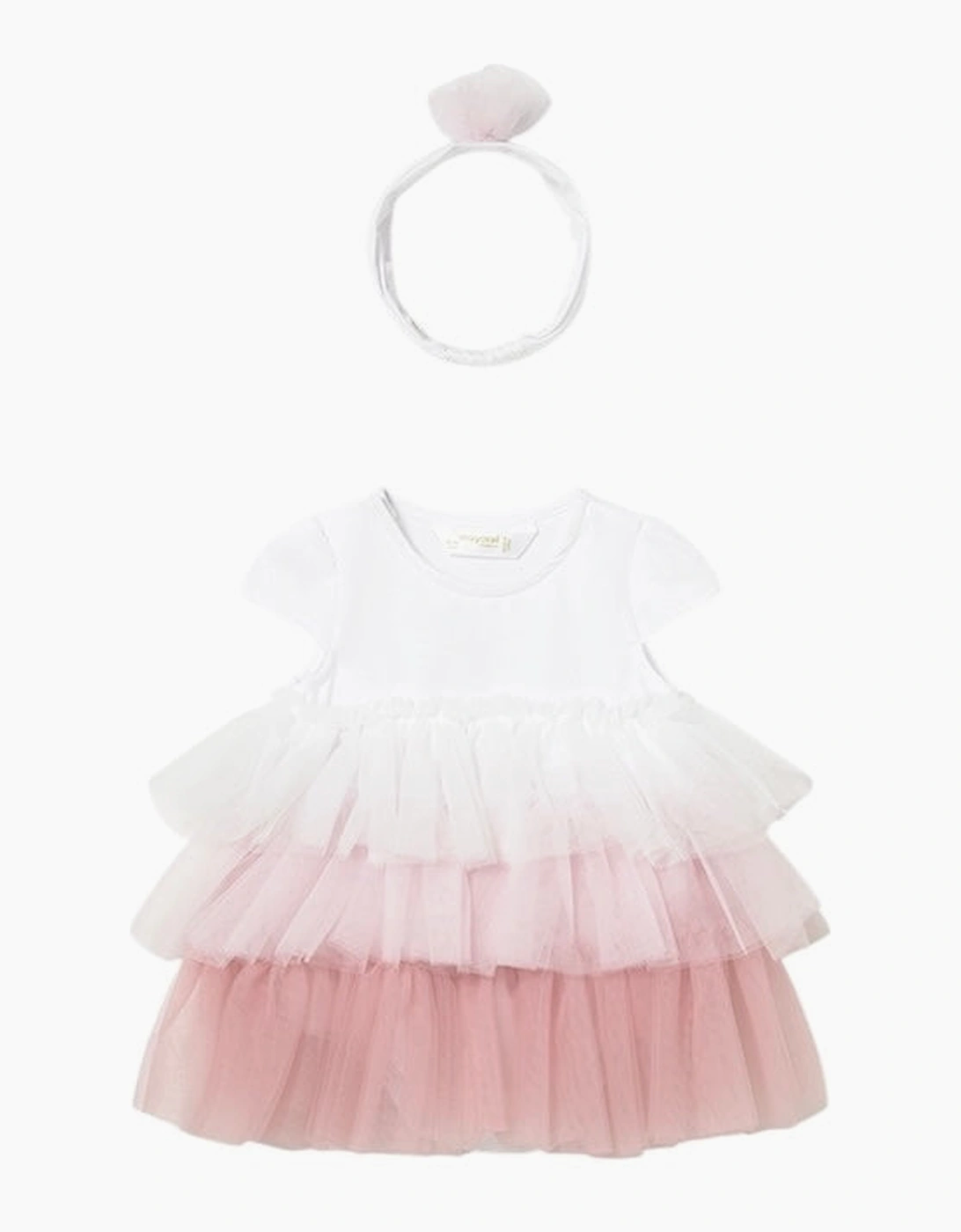 Girls Pale Pink Tulle Layered Romper, 4 of 3
