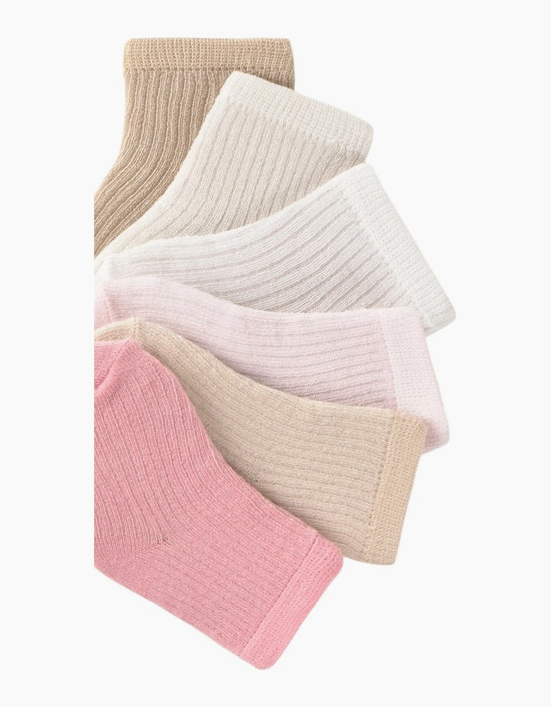 Girls Pale Pink Beige 6 Pack Socks