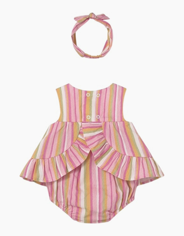 Girls Pink Multicoloured Stripe Jam Pant Set