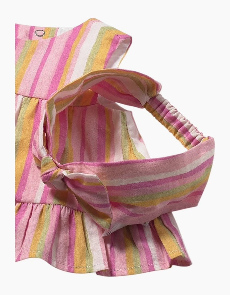 Girls Pink Multicoloured Stripe Jam Pant Set