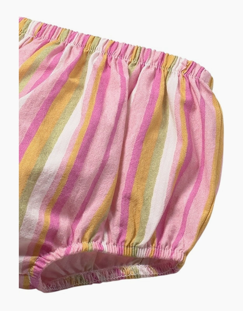 Girls Pink Multicoloured Stripe Jam Pant Set