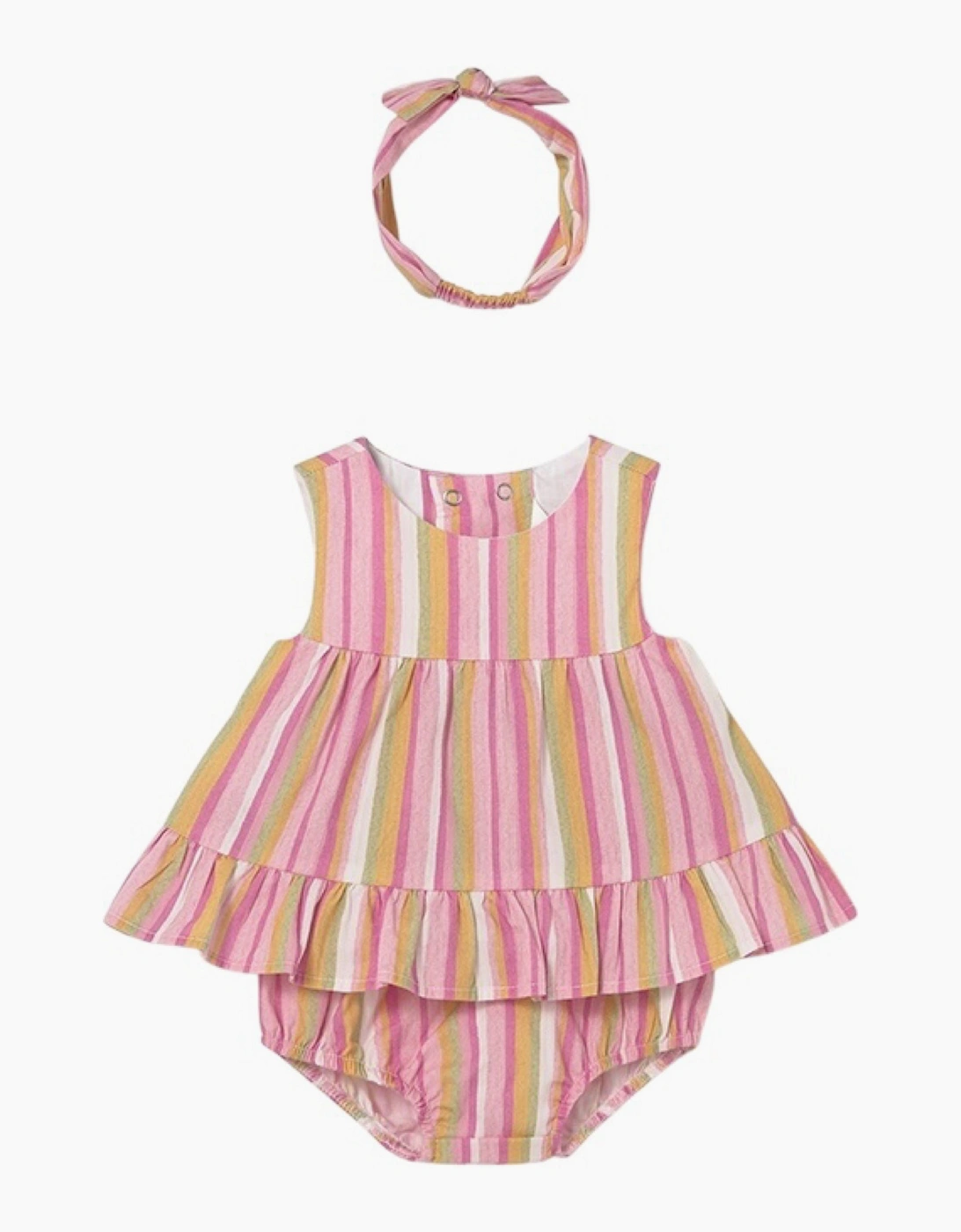 Girls Pink Multicoloured Stripe Jam Pant Set, 5 of 4