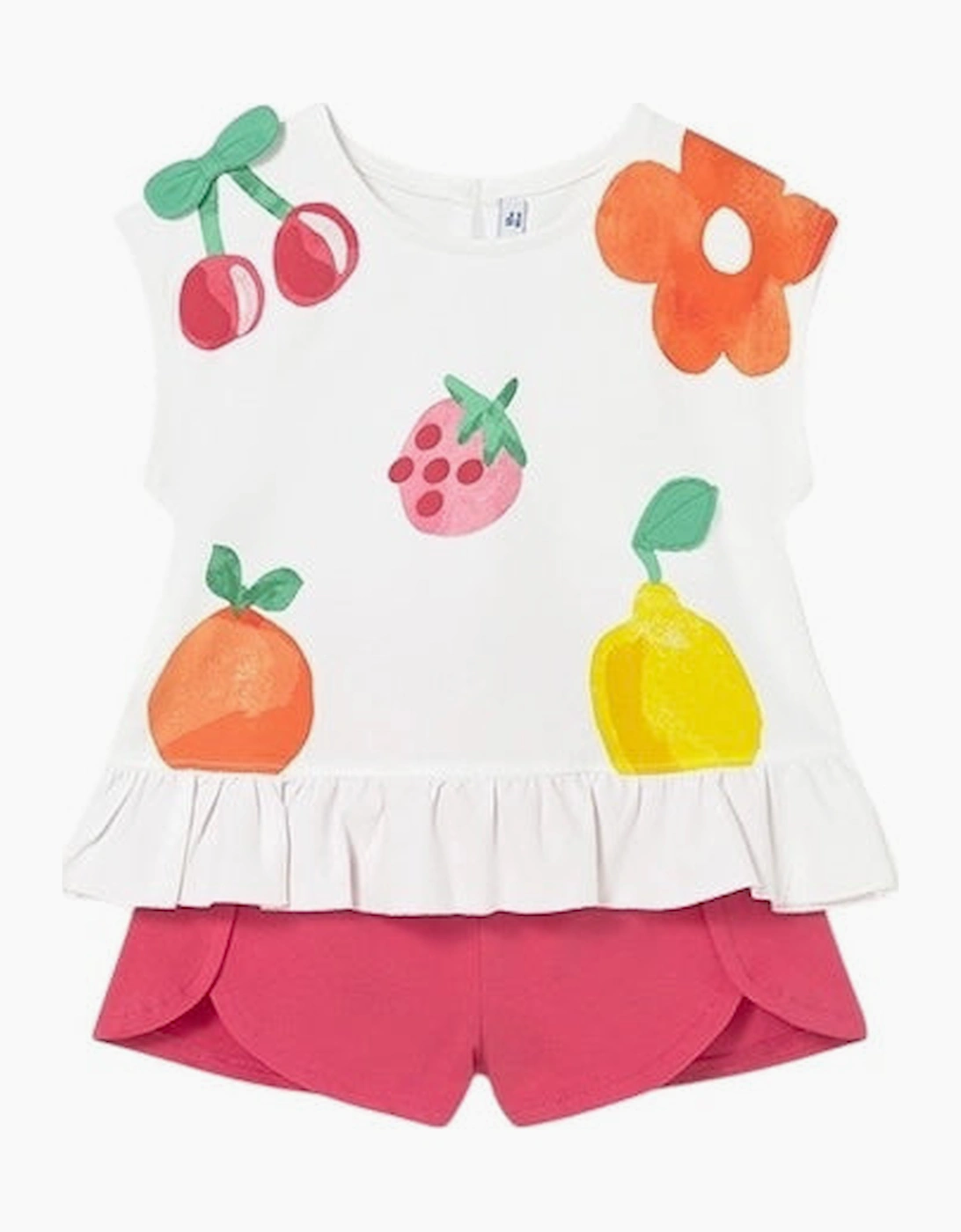 Girls Fuchsia Pink Fruit Short Set, 4 of 3