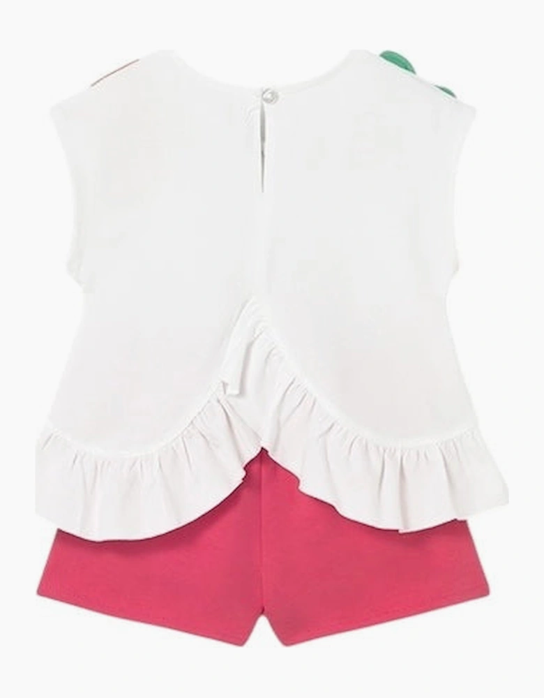 Girls Fuchsia Pink Fruit Short Set