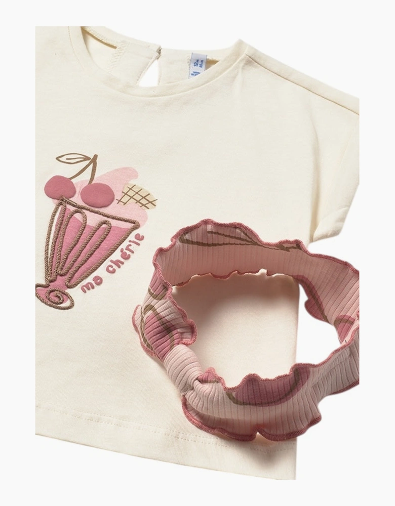 Girls Pink Cherry Print Legging Set