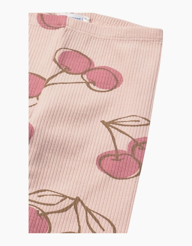 Girls Pink Cherry Print Legging Set