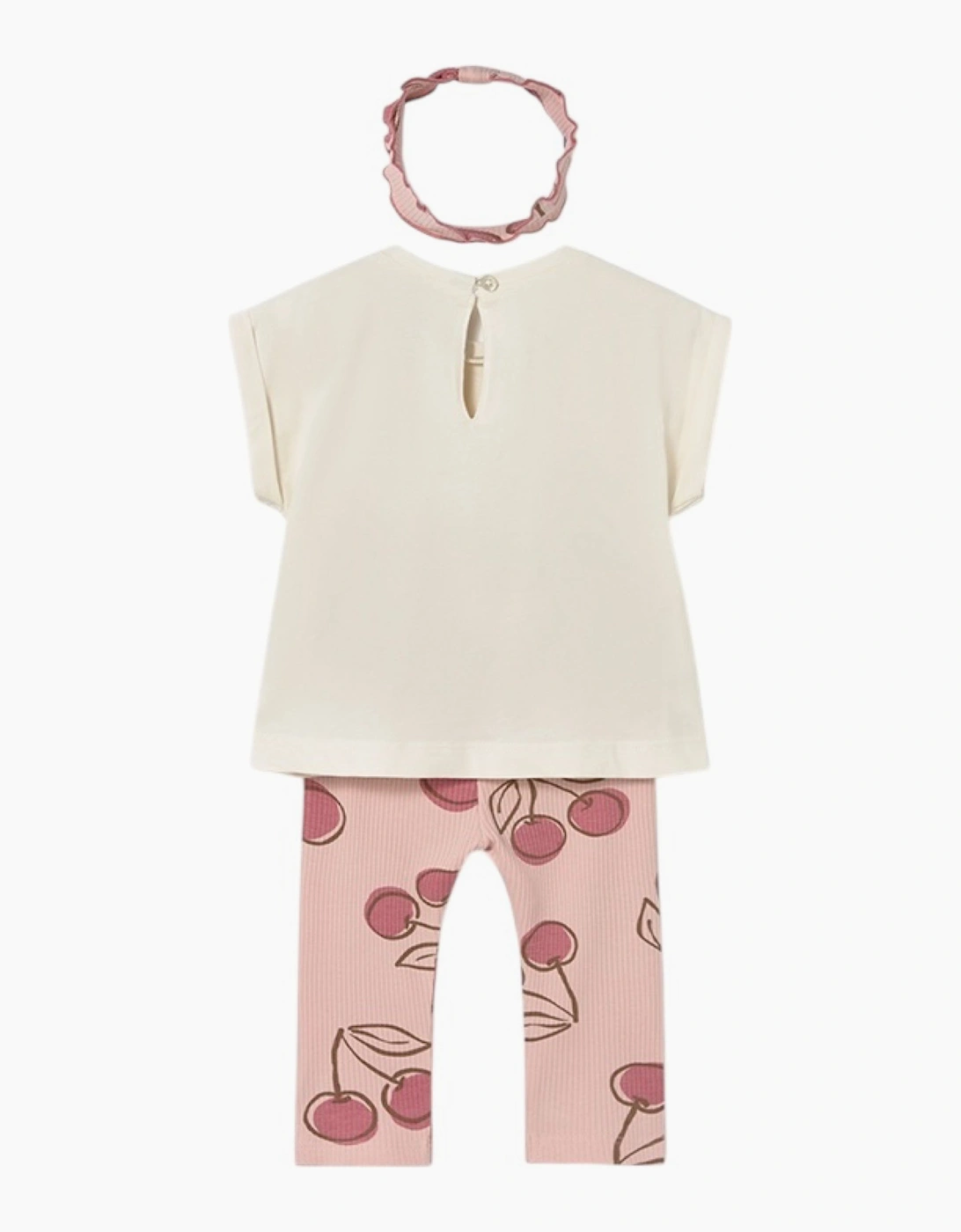 Girls Pink Cherry Print Legging Set