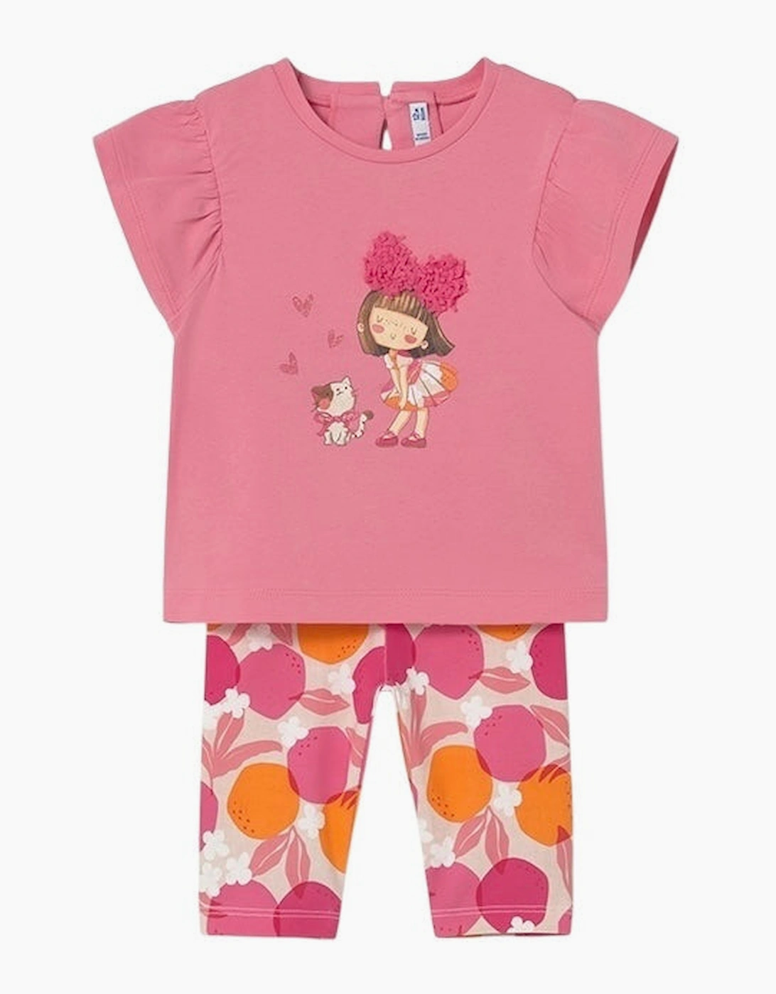 Girls Pink Print Capri Legging Set, 7 of 6