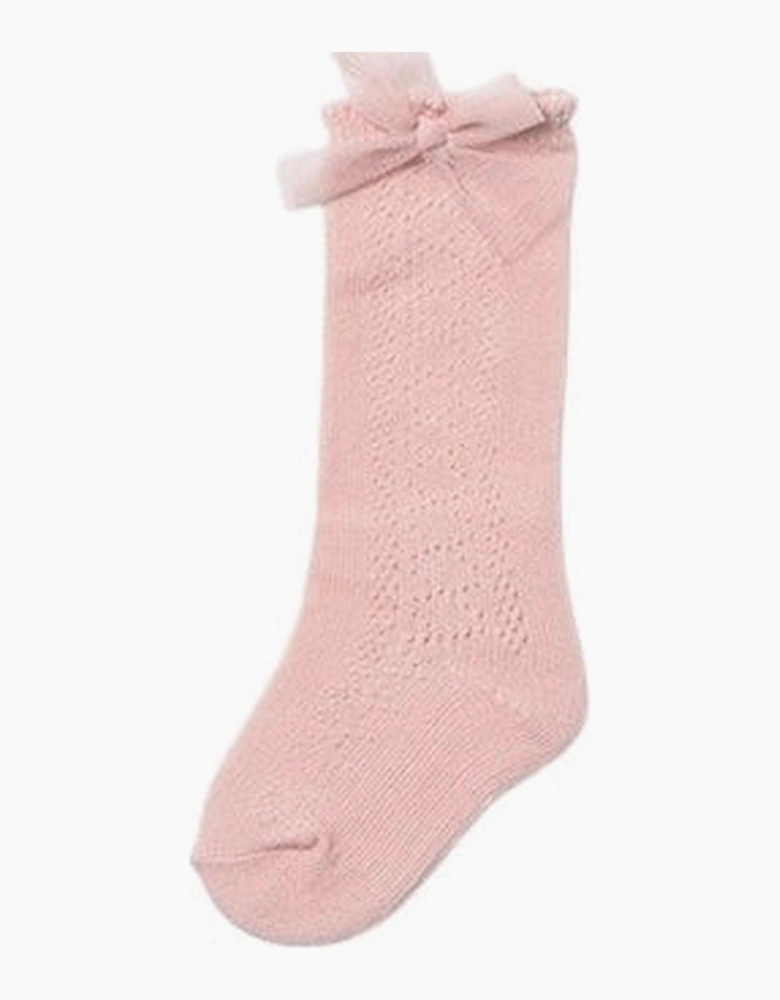 Girls Blush Pink Bow Socks
