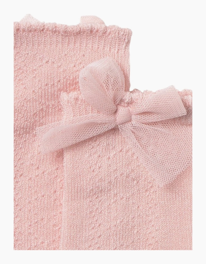 Girls Blush Pink Bow Socks