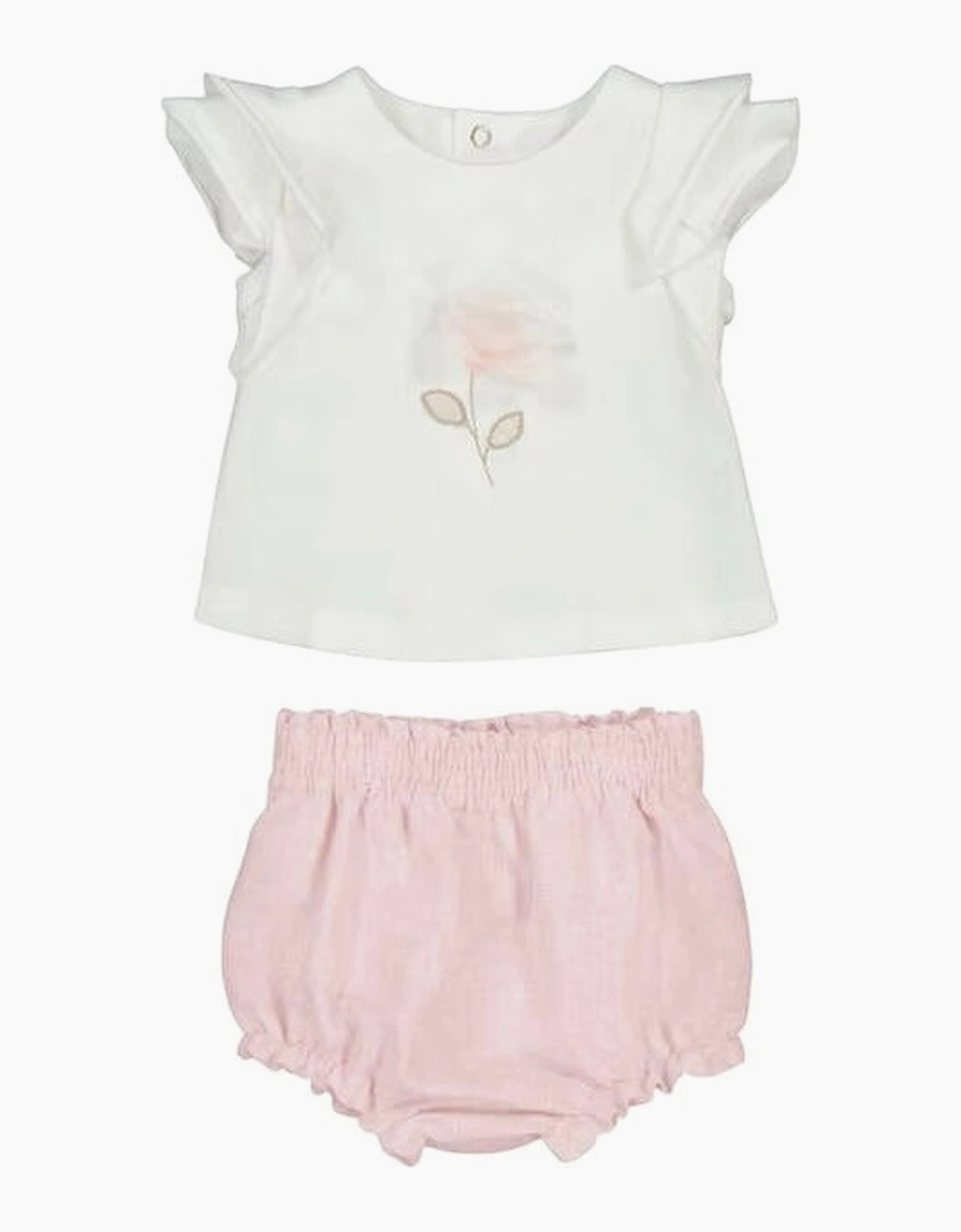 Girls Pale Pink Flower Jam Pant Set, 2 of 1