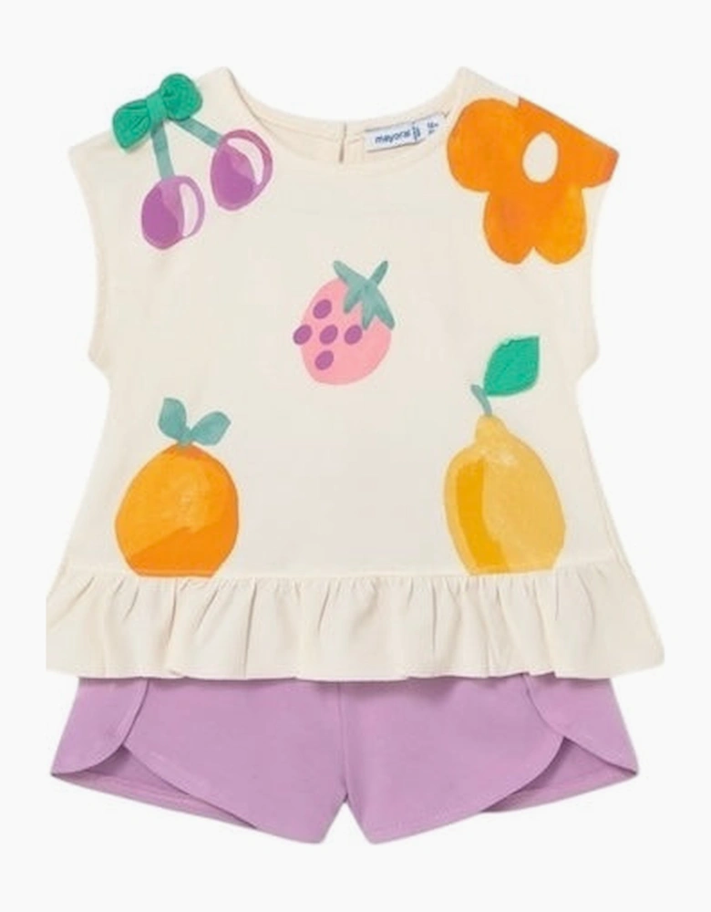 Girls Lilac Fruit Short Set