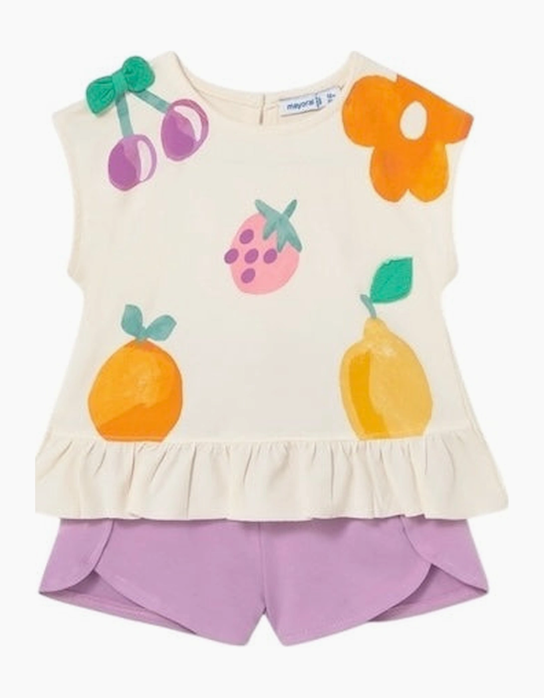 Girls Lilac Fruit Short Set, 4 of 3