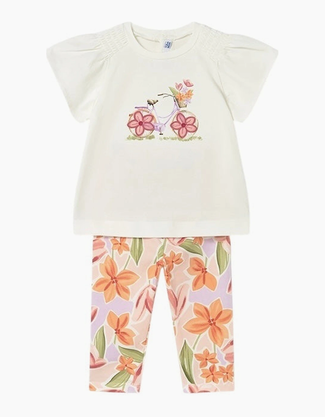 Girls Blush Pink Print Legging Set, 6 of 5