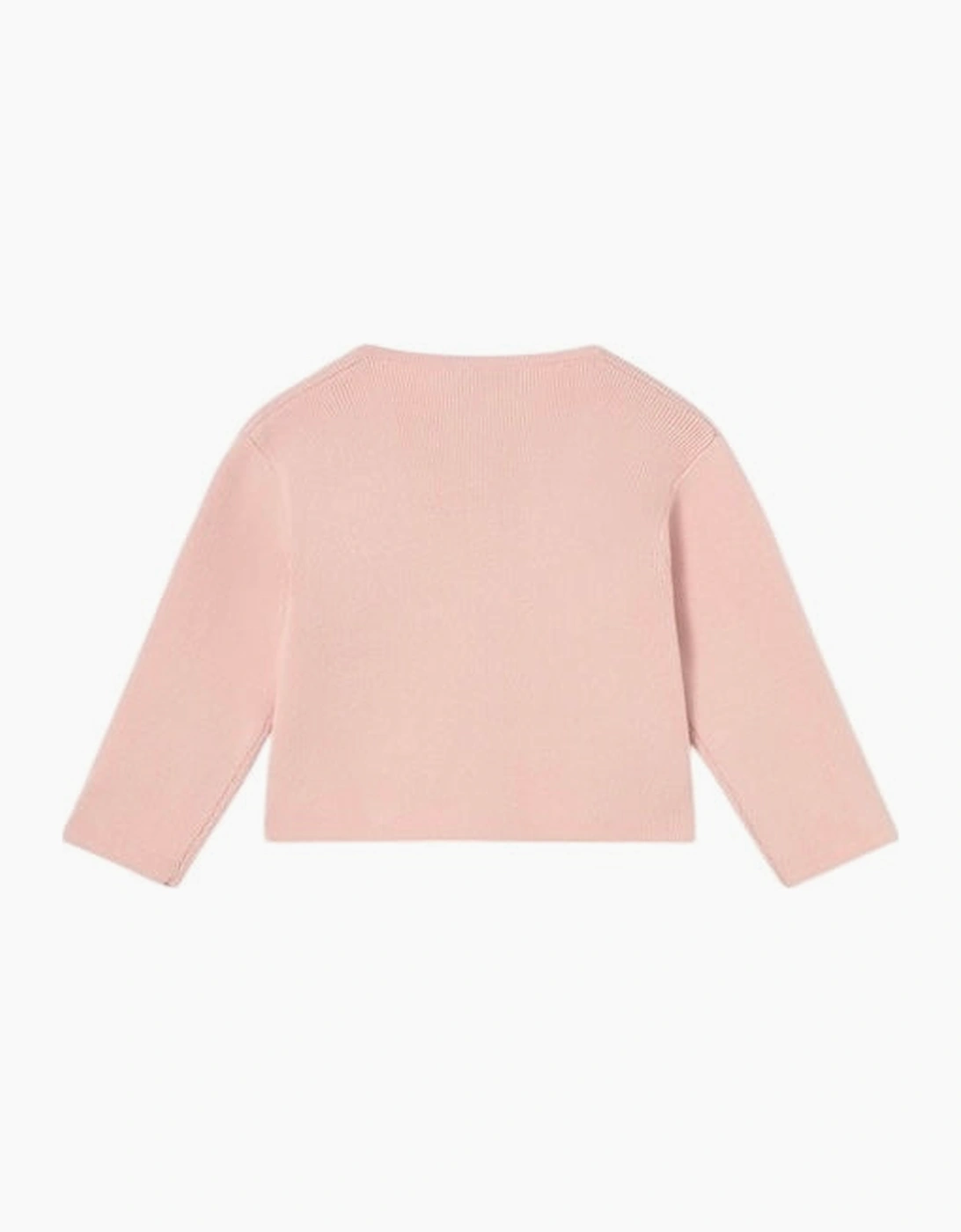 Girls Blush Pink Ribbed Bow Cardigan