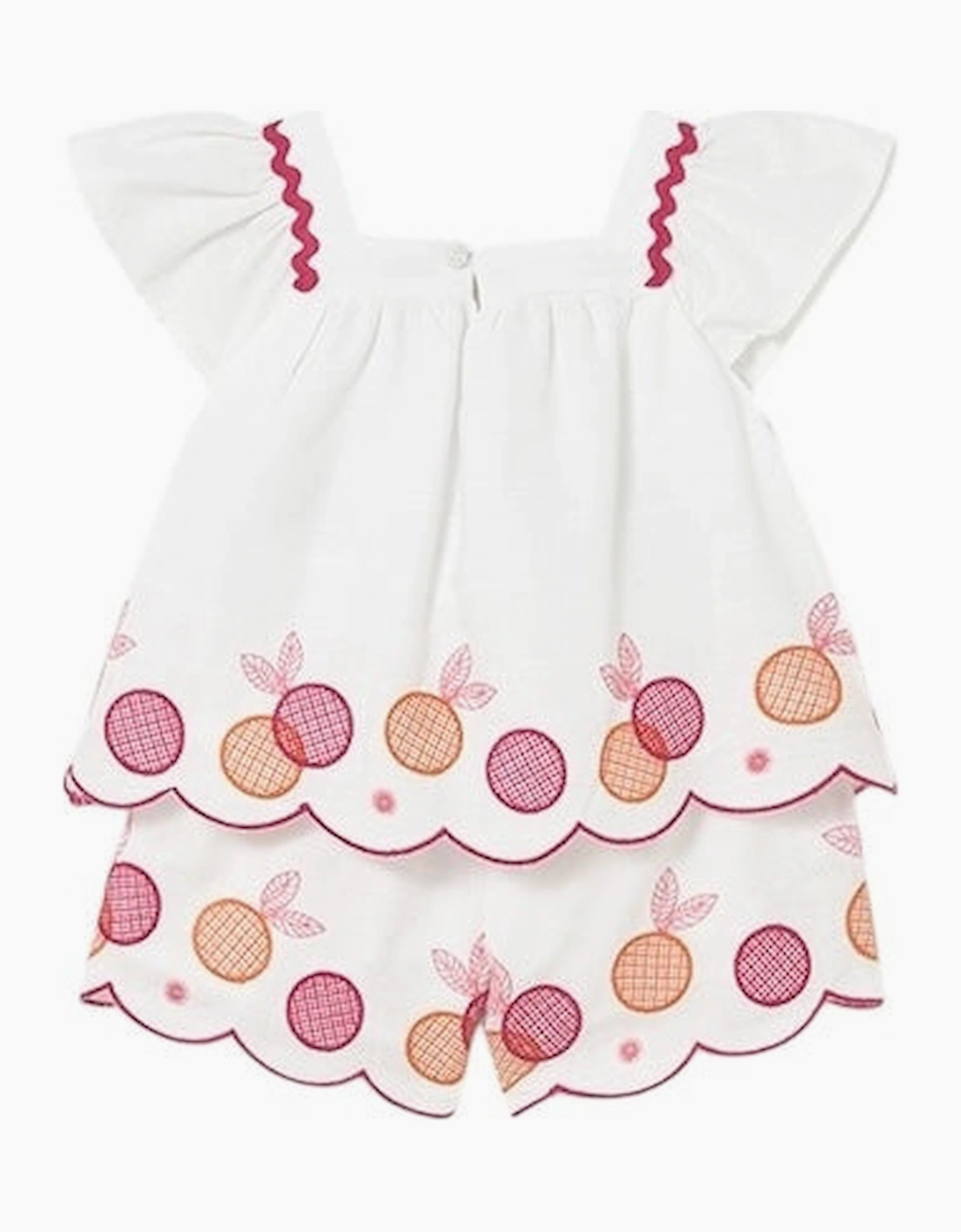 Girls White Embroidered Short Set