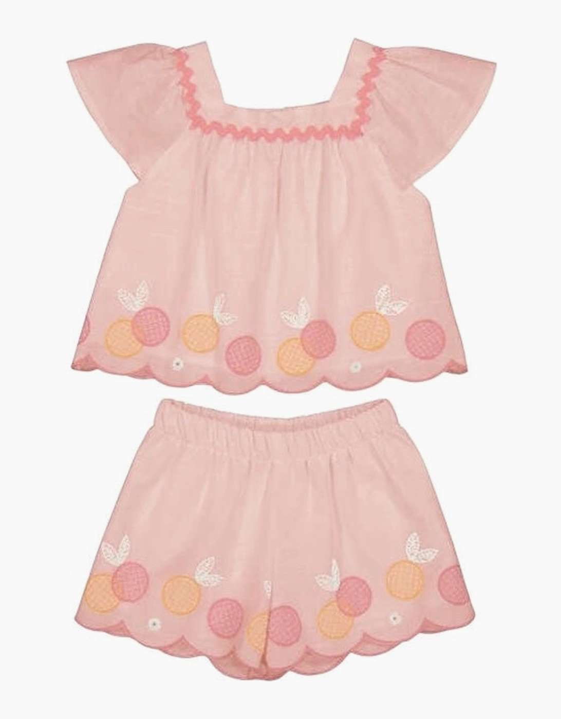 Girls Blush Pink Embroidered Short Set, 2 of 1