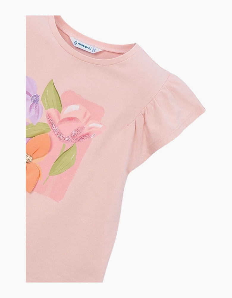 Girls Blush Pink Print Short Set