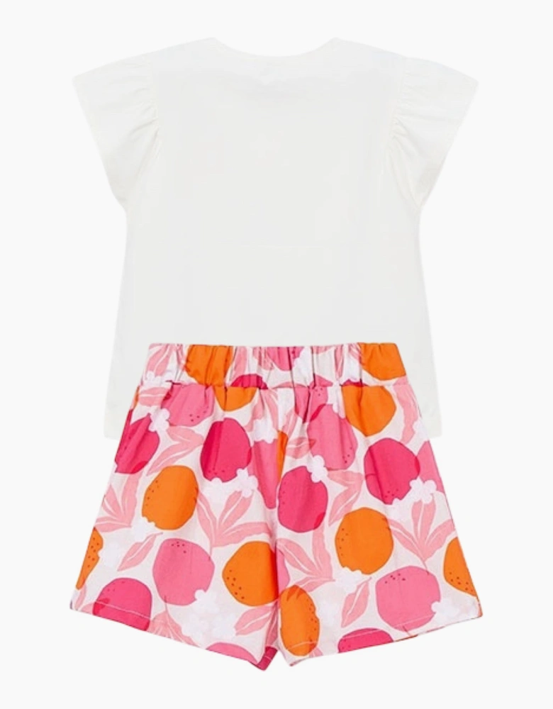 Girls Fuchsia Pink Print Short Set